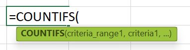COUNTIFS Excel Formula Syntax