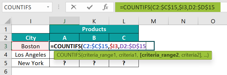 COUNTIFS Function in Excel Example 1 - Step 4
