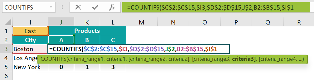 COUNTIFS Function in Excel Example 2 - 3