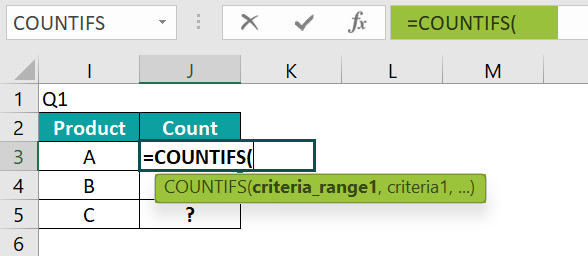 COUNTIFS Function in Excel Example 3 - 2