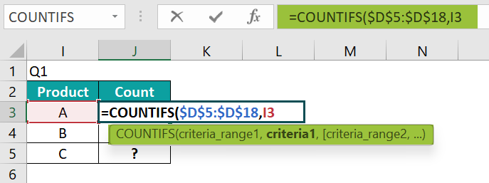COUNTIFS Function in Excel Example 3 - 4