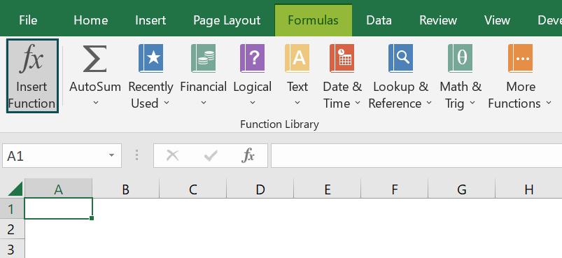DMAX In Excel - Access from the Excel ribbon - Insert Function