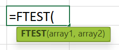 FTEST Excel - Formula Syntax