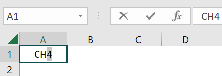 How to remove Subscript in Excel - Step 2
