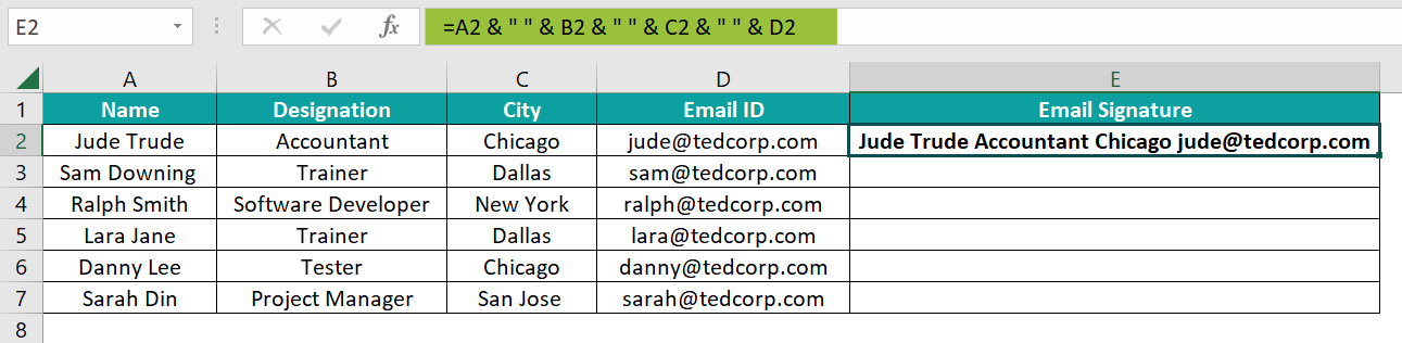 Using CHAR(10) formula - Step 2