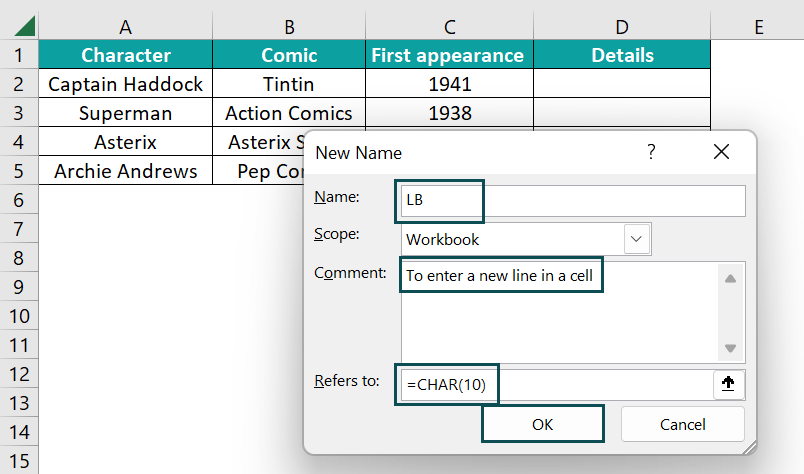 Using Named CHAR(10) - Step 2