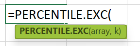 Percentile Rank in Excel - Formula Syntax