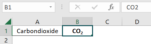 Subscript in Excel - 1
