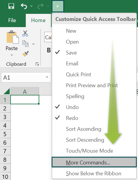 Quick Access Toolbar - Step 1