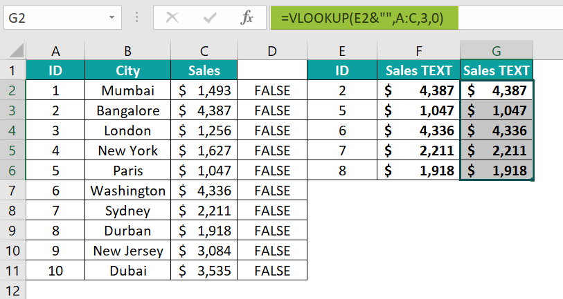 VLOOKUP for Text - Search for numerical lookup values inserted as texts - 3