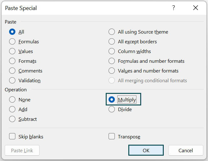 Using paste Special Method - 4