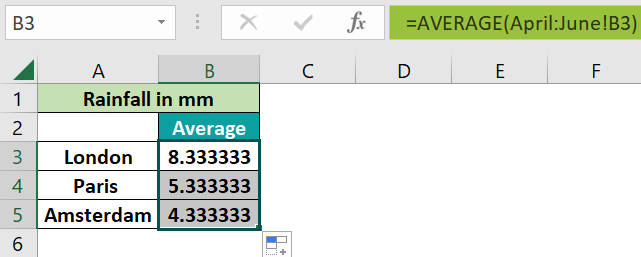 3D Reference in Excel - Example 1 - Step 3