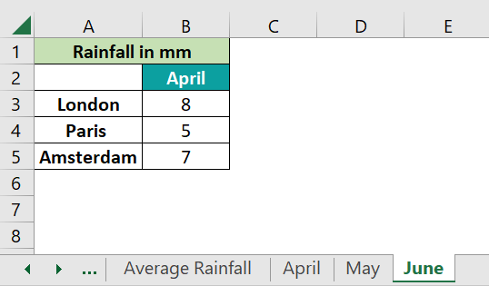 3D Reference in Excel - Example 1c