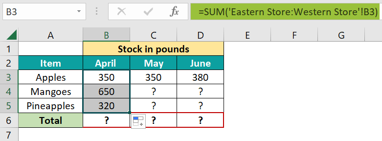 3D Reference in Excel - Example 3 - Step 2