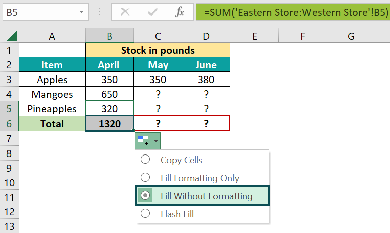 3D Reference in Excel - Example 3 - Step 4