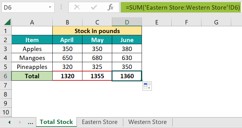 3D Reference in Excel - Example 3 - Step 5