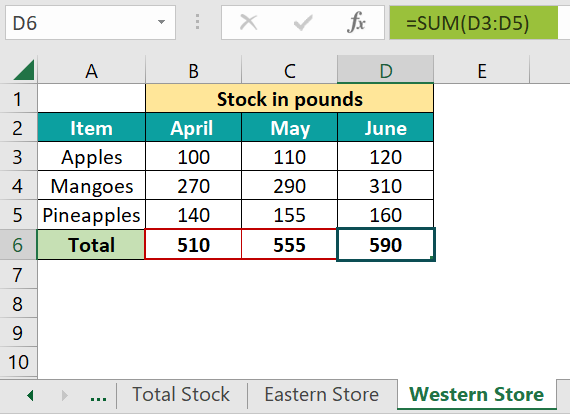 3D Reference in Excel - Example 3b