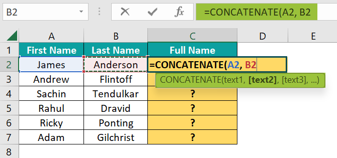 CONCATENATE Formula in Excel - Step 3