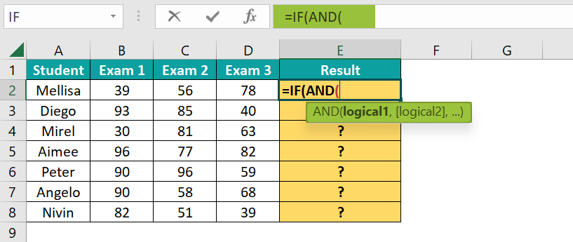 IF AND Formula in Excel - Step 2