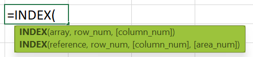 Advanced Excel Formulas - INDEX Formula syntax