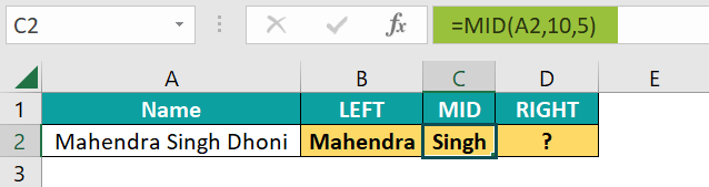 LEFT,MID, RIGHT Formula in Excel - Step 4