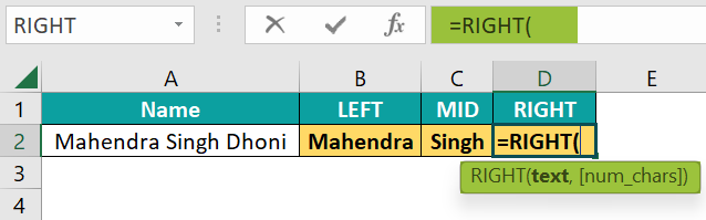 LEFT,MID, RIGHT Formula in Excel - Step 5