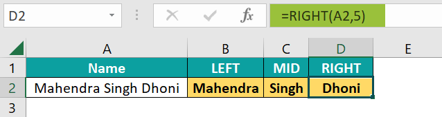 LEFT,MID, RIGHT Formula in Excel - Step 6