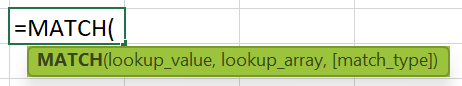 Advanced Excel Formulas - MATCH Formula Syntax
