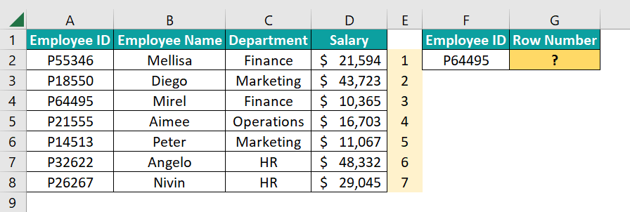 MATCH Formula in Excel