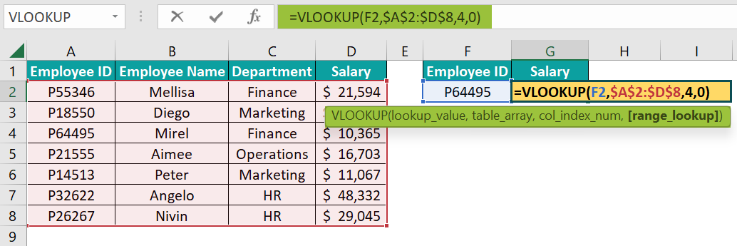 VLOOKUP Formula in Excel - Step 5