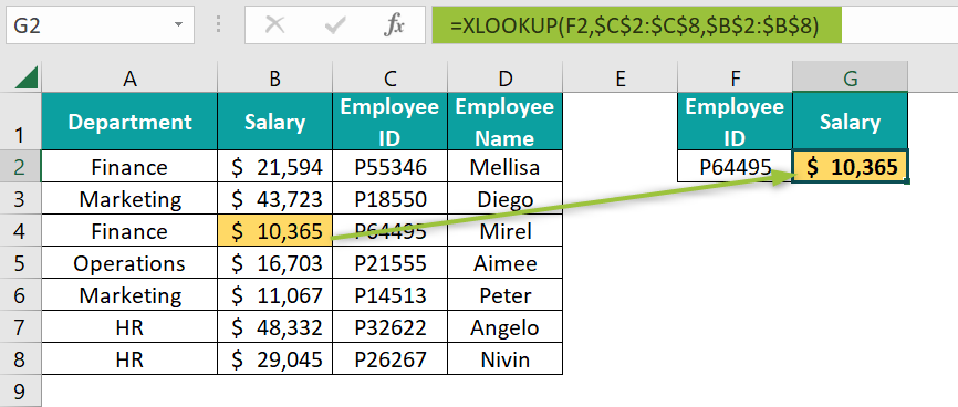 XLOOKUP Formula in Excel - Step 5