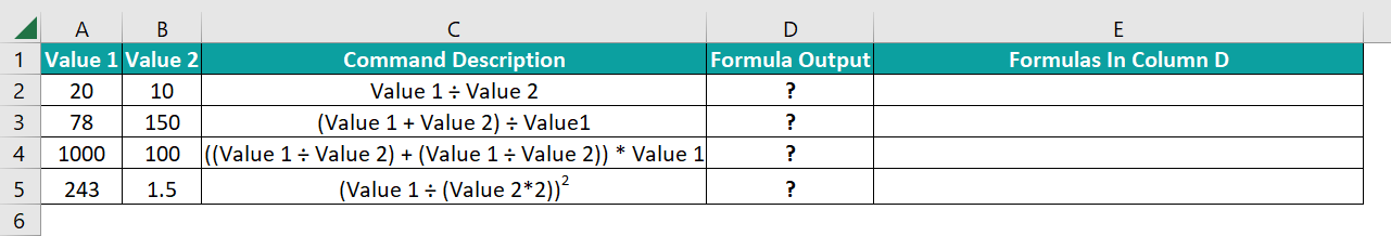 Divide In Excel - 1