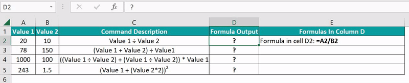 Divide In Excel - 2