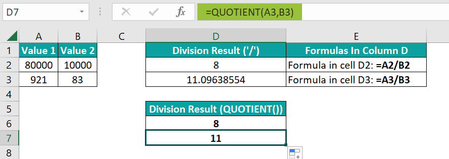 QUOTIENT Example - Step 2