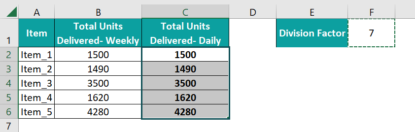 Using Paste Special Feature - Step 1