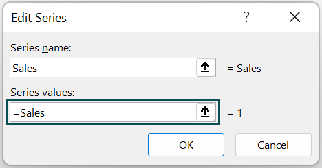 Customizing a blank chart using named range - Step 9