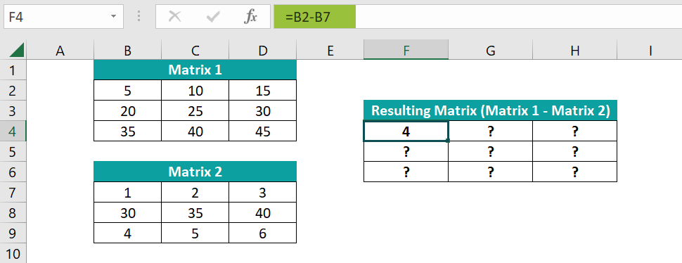 Subtract Matrix - Step 1