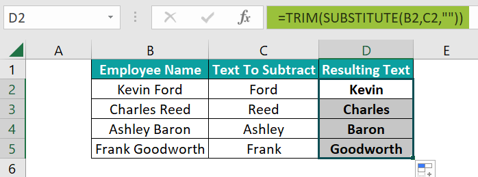 Subtract Text - Step 2