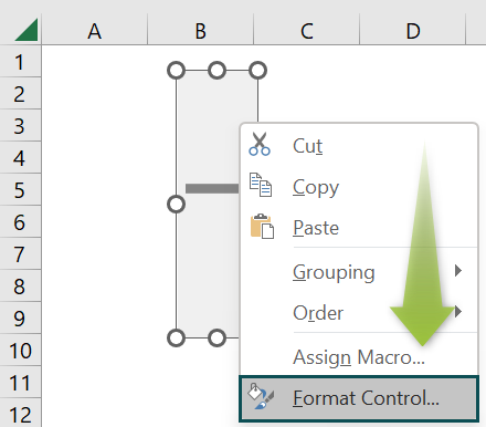 How to Create Scroll Bars in Excel - Step 3