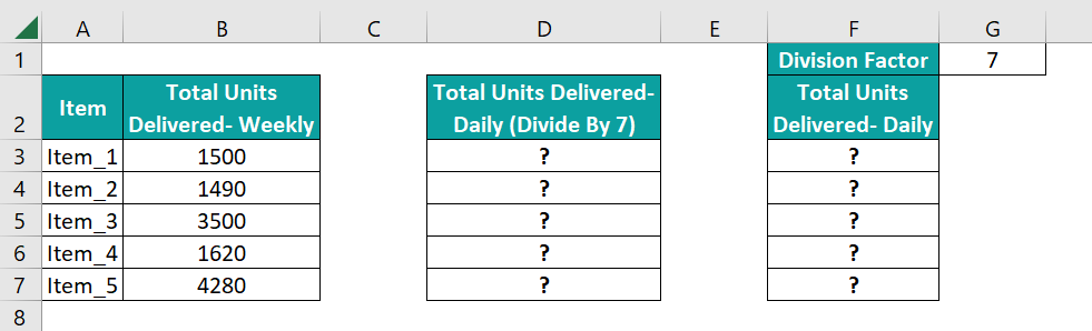 How to Divide a Column by a Number in Excel