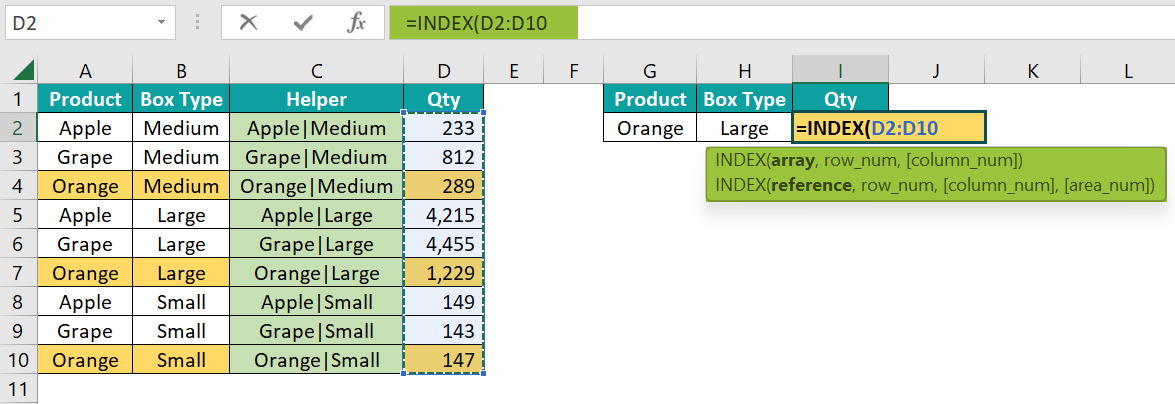 How to Use INDEX MATCH Multiple Criteria - Step 6