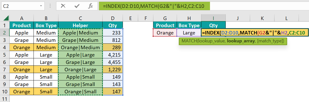 How to Use INDEX MATCH Multiple Criteria - Step 9