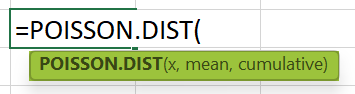 Poisson Distribution in Excel - Formula Syntax