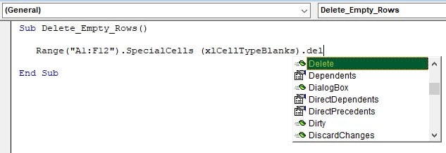 VBA Delete Row - Example 2 - Step 6