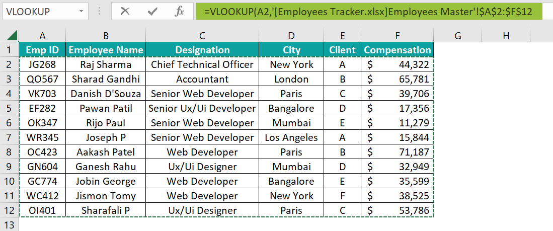 Different Workbook - Example 1 - Step 2