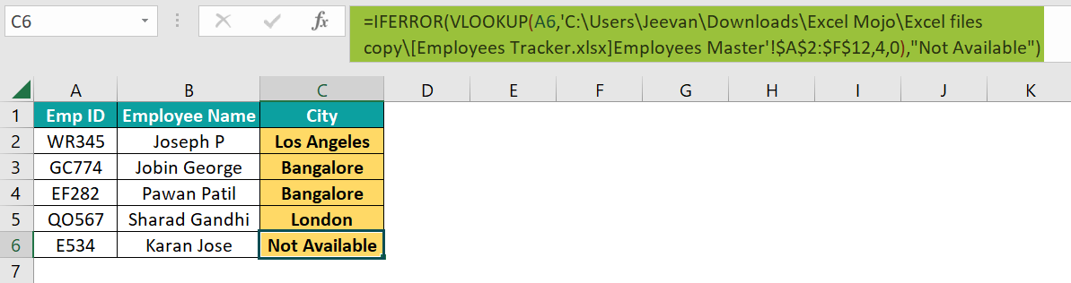 VLOOKUP From Another Worksheet - Different Workbook - Example 2 - 1