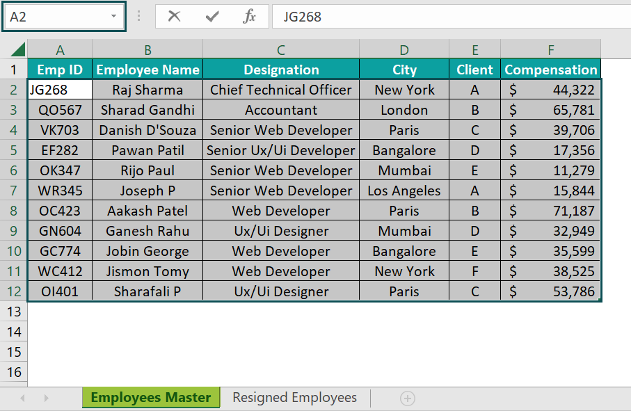 VLOOKUP From Another Worksheet - Example 2 - Step 1