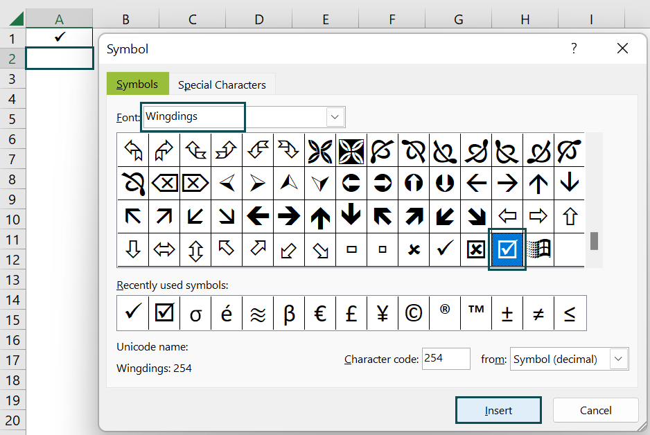 Using Tick symbol Option - 2