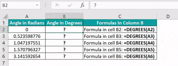 DEGREES Function In Excel - 2