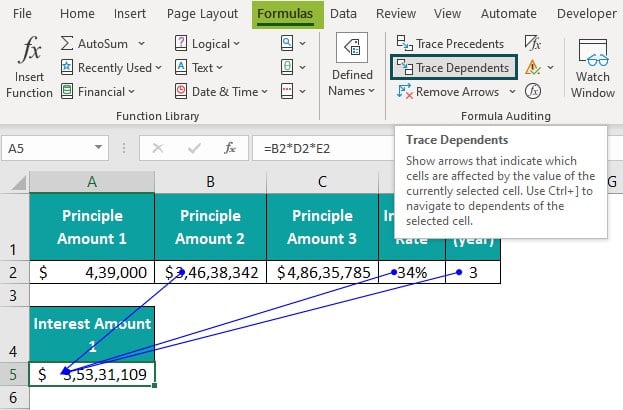 Formula Auditing in Excel - Example 1 - Step 2